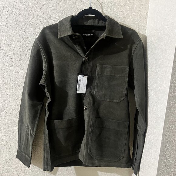 Men's Olive Green corduroy Shirt Jacket - Picture 1 of 4